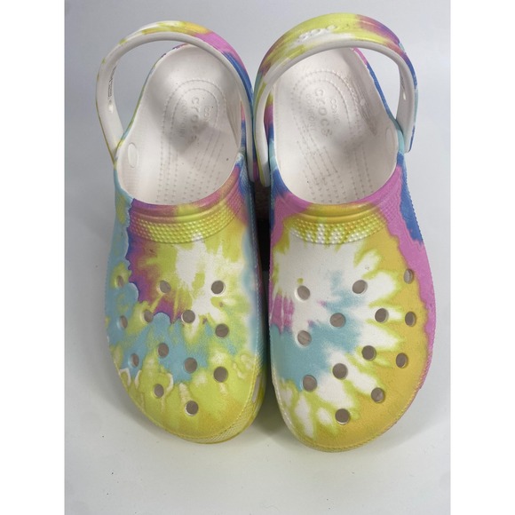 Women's Crocs Tie Dye Clogs Comfort Slip On Clog Comfortable, Breathable Size 10 - Picture 2 of 9